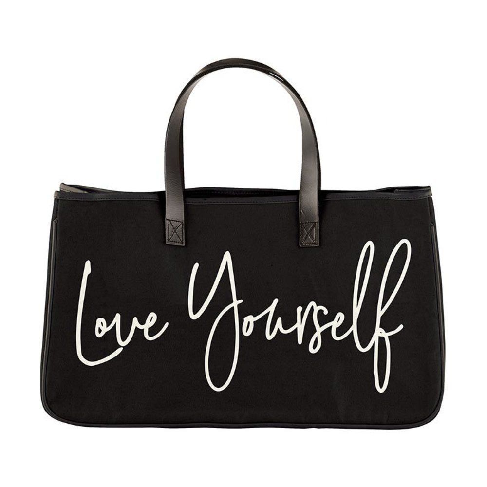 Love Yourself Large Rectangular Tote Bag | Genuine Leather Handles